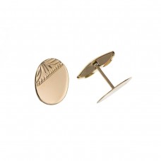 9ct Gold Gents Half Engraved Oval Cufflinks
