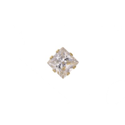 9ct Gold Gents Square White Cubic Zirconia Single Stud Earring