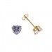 9ct Gold Heart Lavender Cubic Zirconia Stud Earrings