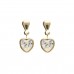 9ct Gold Heart White Cubic Zirconia Drop Earrings