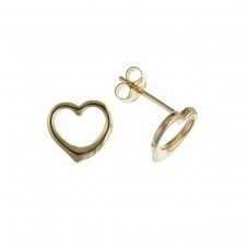 9ct Gold Open Heart Stud Earrings