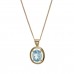 9ct Gold Oval Blue Topaz Pendant And 18'' Curb Chain