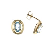 9ct Gold Oval Blue Topaz Stud Earrings 1.10gms