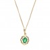 9ct Gold Oval Emerald Pendant And 18'' Curb Chain