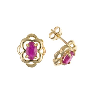 9ct Gold Oval Ruby Stud Earrings