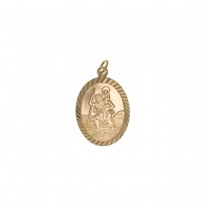 9ct Gold Oval St Christopher Pendant