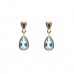 9ct Gold Pear Shaped Blue Topaz Drop Earrings 1.05gms