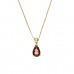 9ct Gold Pear Shaped Garnet Pendant And 18'' Curb Chain
