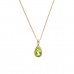 9ct Gold Pear Shaped Peridot Pendant And 18'' Curb Chain