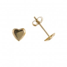9ct Gold Plain Heart Stud Earrings
