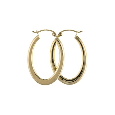 9ct Gold Plain Oval Creole Earrings