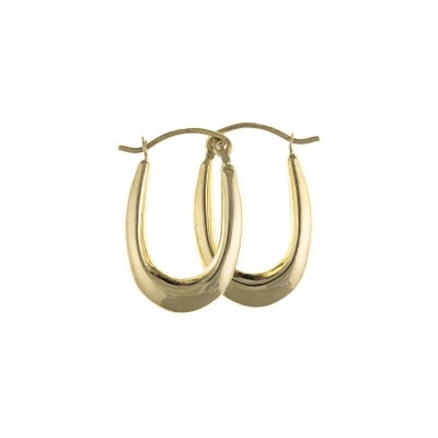 9ct Gold Plain Oval  Creole Earrings