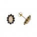 9ct Gold Real Opal And Sapphire Stud Earrings