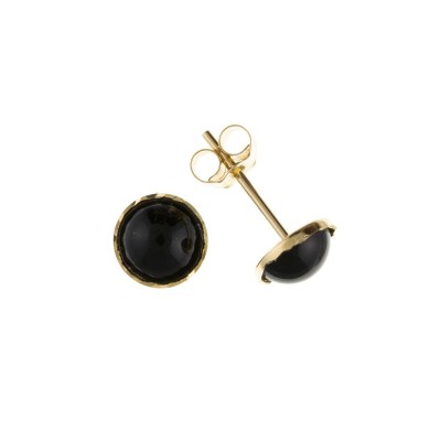 9ct Gold Round Onyx Stud Earrings