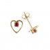 9ct Gold Ruby Open Heart Stud Earrings