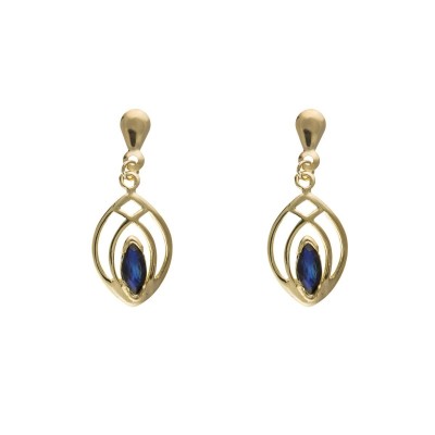 9ct Gold Sapphire Celtic Style Drop Earrings