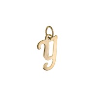 9ct Gold Script Initial Y Charm Pendant