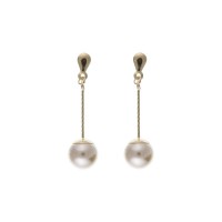 9ct Gold Simulated Pearl And Twist Stick Drop Earrings