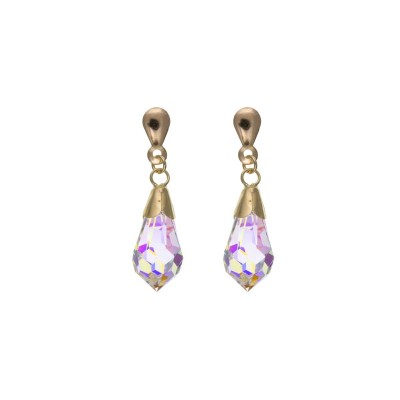 9ct Gold Teardrop Crystal Drop Earrings