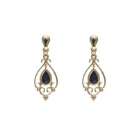 9ct Gold Victorian Style Sapphire Drop Earrings