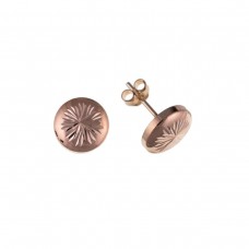 9ct Rose Gold Diamond Cut Button Stud Earrings