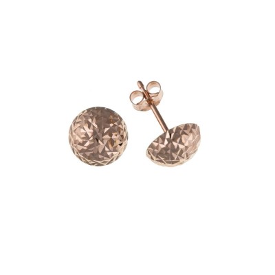 9ct Rose Gold Diamond Cut Dome Stud Earrings (Backed)