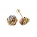 9ct Three Colour Gold Knot Stud Earrings 0.92gms