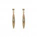 9ct Three Colour Gold Satin And Plain Bomber Drop Earrings
