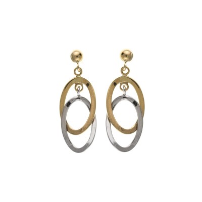 9ct Two Colour Gold Open Drop Earrings 1.53gms