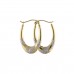 9ct Two Colour Gold Textured Oval Creole Earrings