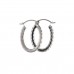 9ct White Gold Diamond Cut Oval Creole Earrings