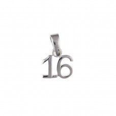 Silver ''16'' Charm Pendant