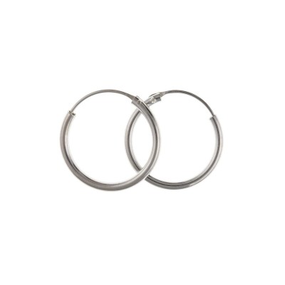 Silver 16mm Plain Hoop Earrings