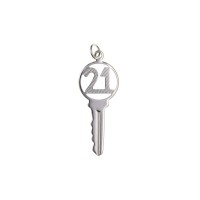 Silver ''21'' Yale Key Charm Pendant