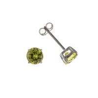 Silver 6mm Green Cubic Zirconia Stud Earrings