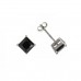 Silver 6mm Square Black Cubic Zirconia Stud Earrings