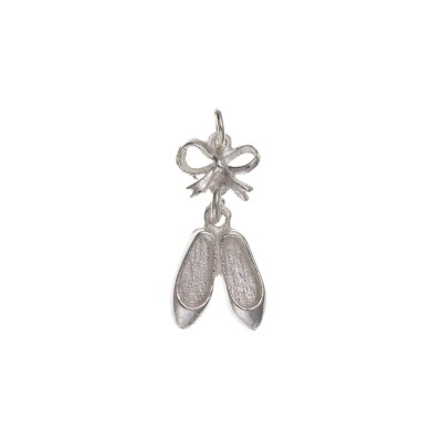 Silver Ballet Shoes And Bow Charm Pendant