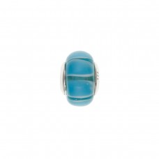Silver Blue Coloured Glass Bracelet Bead 2.6gms