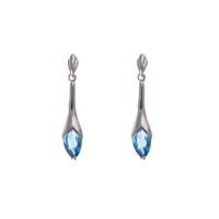 Silver Blue Cubic Zirconia Drop Earrings