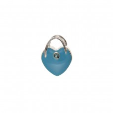 Silver Blue Enamelled With Blue Crystal Heart Handbag Bracelet B