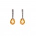 Silver Champagne And White Cubic Zirconia Drop Earrings
