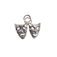 Silver Comedy And Tradgedy Masks Charm Pendant
