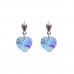 Silver Crystal Heart Drop Earrings