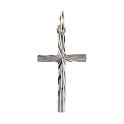 Silver Diamond Cut Cross Pendant