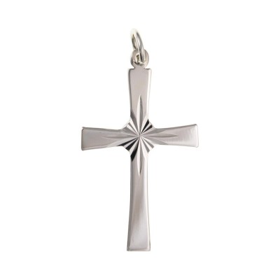 Silver Diamond Cut Sunray Cross Pendant