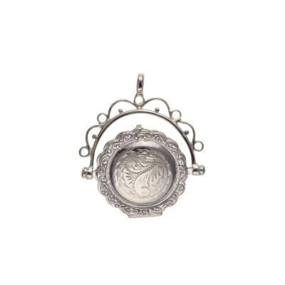 Silver Engraved Round Fob Locket