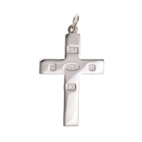 Silver Feature Hallmark Cross Pendant