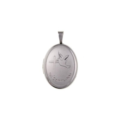 Silver '' First Communion'' Oval Locket