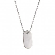 Silver Gents Dog Tag And 20'' Bead Chain