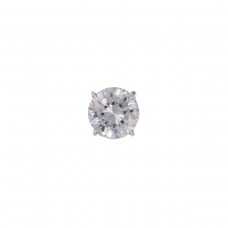 Silver Gents Round White Cubic Zirconia Single Stud Earring 0.60gms